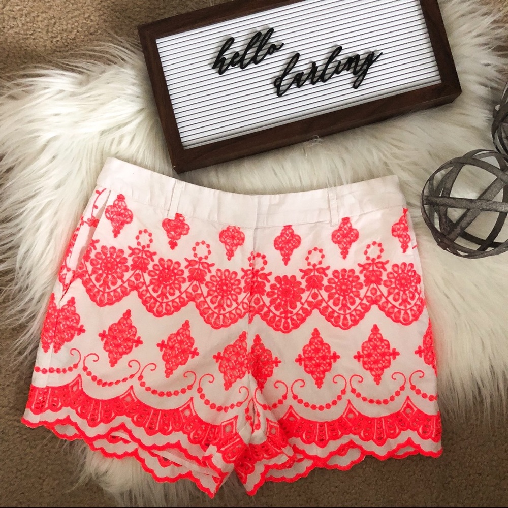Boden Neon Pink Scalloped Shorts